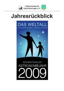 Jahresrückblick 2009 - Volkssternwarte Gundremmingen