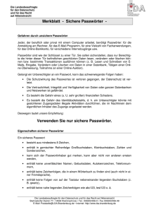 Merkblatt - Sichere Passwörter - LDA Brandenburg