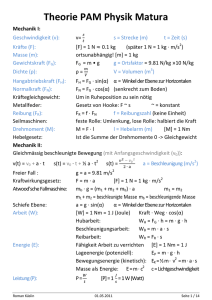Formelübersicht PAM Physik Matura