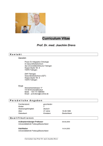Curriculum Vitae Prof. Dr. med. Joachim Drevs
