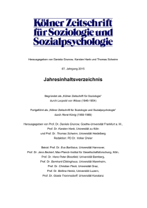Jahresinhaltsverzeichnis - Kölner Zeitschrift für Soziologie und
