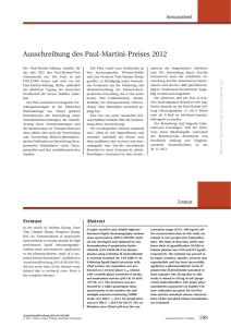 Ausschreibung des Paul-Martini-Preises 2012