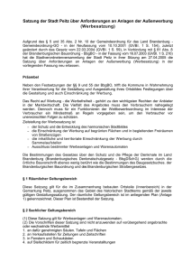 Satzung der Stadt Peitz über Anforderungen an Anlagen der