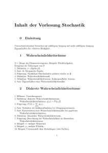 Inhalt der Vorlesung Stochastik - Institut für Mathematik, Uni Rostock