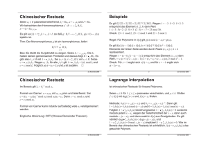 Beispiele Lagrange Interpolation Chinesischer Restsatz