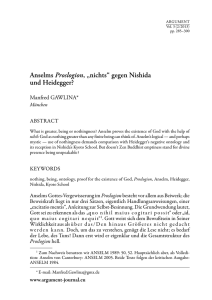 Anselms Proslogion, „nichts“ gegen Nishida und Heidegger?