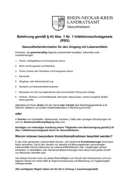 Belehrung Gem. § 43 Infektionsschutzgesetz