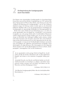 Die Begründung der Sozialgeographie durch Hans Bobek