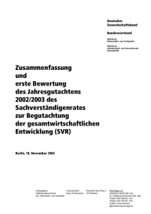 Stellungnahme zum SVR-Gutachten 2002/2003 (PDF, 144 kB )