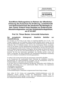 Stellungnahme Prof. Dr. Tilman Becker, Universität Hohenheim
