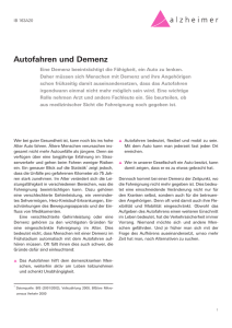 Autofahren und Demenz - Schweizerische Alzheimervereinigung