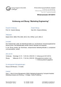 Vorlesung und Übung “Marketing Engineering”