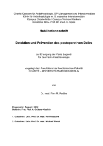 Habilitationsschrift Detektion und Prävention des postoperativen Delirs