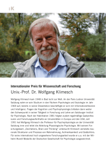 Univ.-Prof. Dr. Wolfgang Klimesch