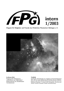 FPGintern 1/2003 - Förderkreis Planetarium Göttingen