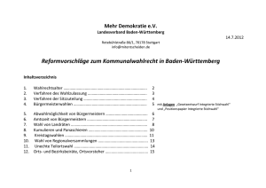 Reformvorschläge zum Kommunalwahlrecht in Baden