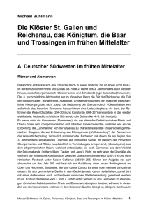 Die Klöster St. Gallen und Reichenau, das Königtum, die Baar und