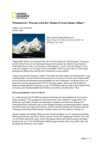 Wissenswert: Warum wird der Mount Everest immer höher? Artikel