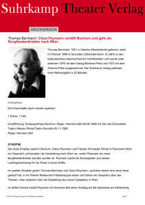 Thomas Bernhard / Claus Peymann verläßt Bochum und geht als