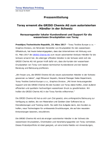 Toray ernennt die GRISO Chemie AG zum autorisierten