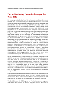Patt im Bundestag: Herausforderungen der Wahl 2013 - Uni