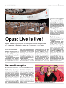 Live is live! - OPUS Marketing GmbH