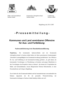 Pressemitteilung vom 28.10.2005 - Kommunales Sachsen-Anhalt-Netz