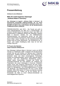 Pressemitteilung MKS AG