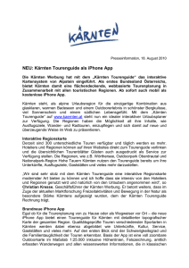 Presseinformation, 18. August 2010 NEU: Kärnten Tourenguide als