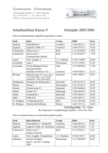 Schulbuchliste Klasse 9 Schuljahr 2005/2006
