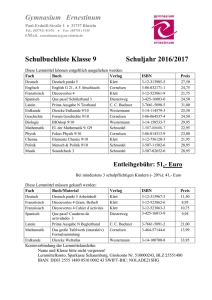 Klasse 9 Liste 2016 - Gymnasium Ernestinum Rinteln