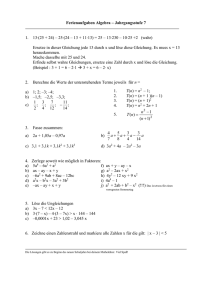 Ferienaufgaben Algebra (Jgst. 7, alter Lehrplan