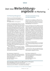 Neue Angebote im Marketing: CAS Marketing Management und