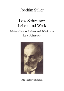 Lew Schestow: Leben und Werk