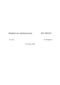 Didaktik der Zahlenbereiche WS 2004/05
