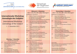 Internationaler Workshop ‚Genealogie des Subjekts` International