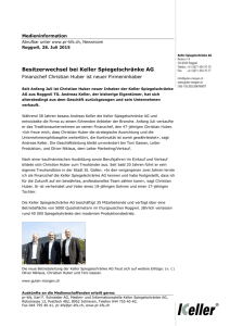 28. Juli 2015: Besitzerwechsel bei Keller Spiegelschränke AG
