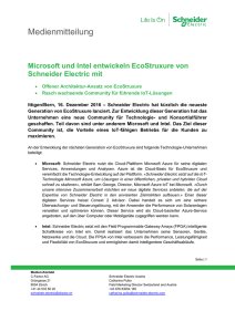 Microsoft und Intel entwickeln EcoStruxure von Schneider Electric mit