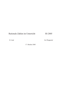 Rationale Zahlen im Unterricht SS 2005
