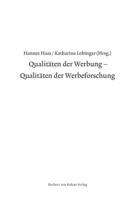 Qualitäten der Werbung - Herbert von Halem Verlag