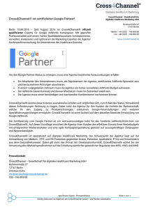 15.08.2016: Cross4Channel ist zertifizierter Google Partner!