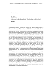 De Ethica. A Journal of Philosophical, Theological and Applied Ethics