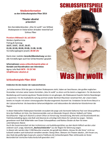 Medieninformation Theater absolut Schlossfestspiele Piber 2014