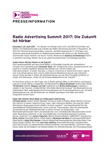 Radio Advertising Summit 2017: Die Zukunft ist hörbar