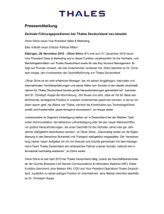 Zentrale Führungspositionen bei Thales Deutschland neu besetzt