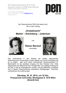 „Kristallnacht“ Mahler – Schönberg – Judentum Rainer Bischof