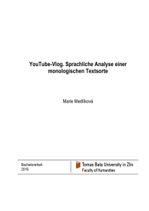 YouTube-Vlog. Sprachliche Analyse einer monologischen Textsorte