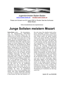 Junge Solisten meistern Mozart - Jugendorchester Baden
