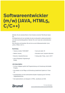 Softwareentwickler (m/w) (JAVA, HTML5, C/C++)