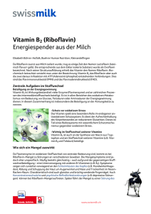 Vitamin B2 (Riboflavin). Energiespender aus der Milch